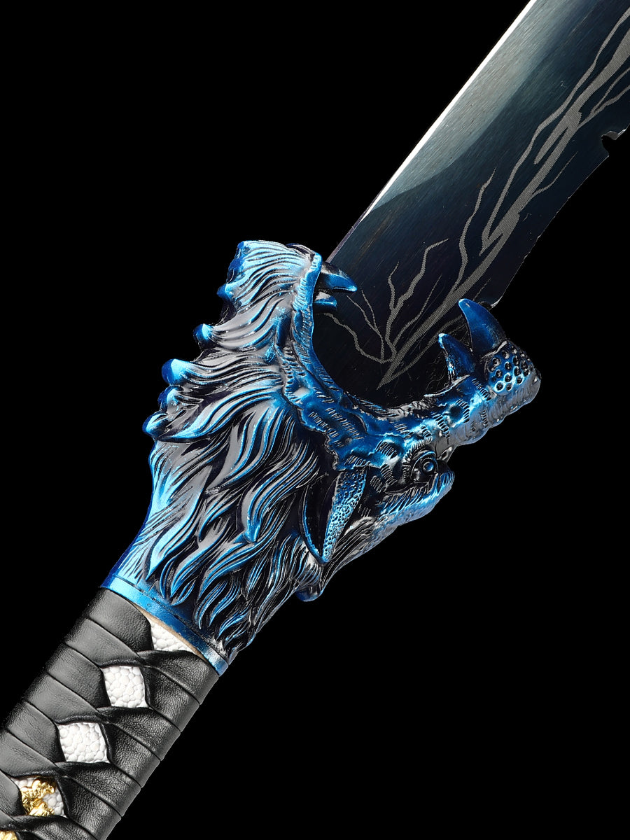 (143)(143) Long knife made of 1095 steel blue