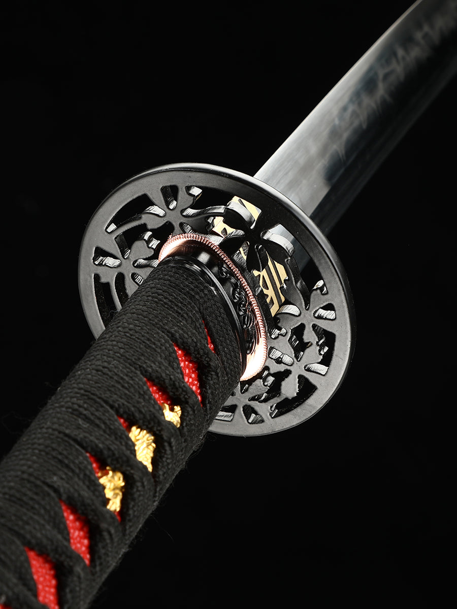 Handmade Japanese Katana Sword T10 Folded Clay Tempered Steel Real Hamon(22)