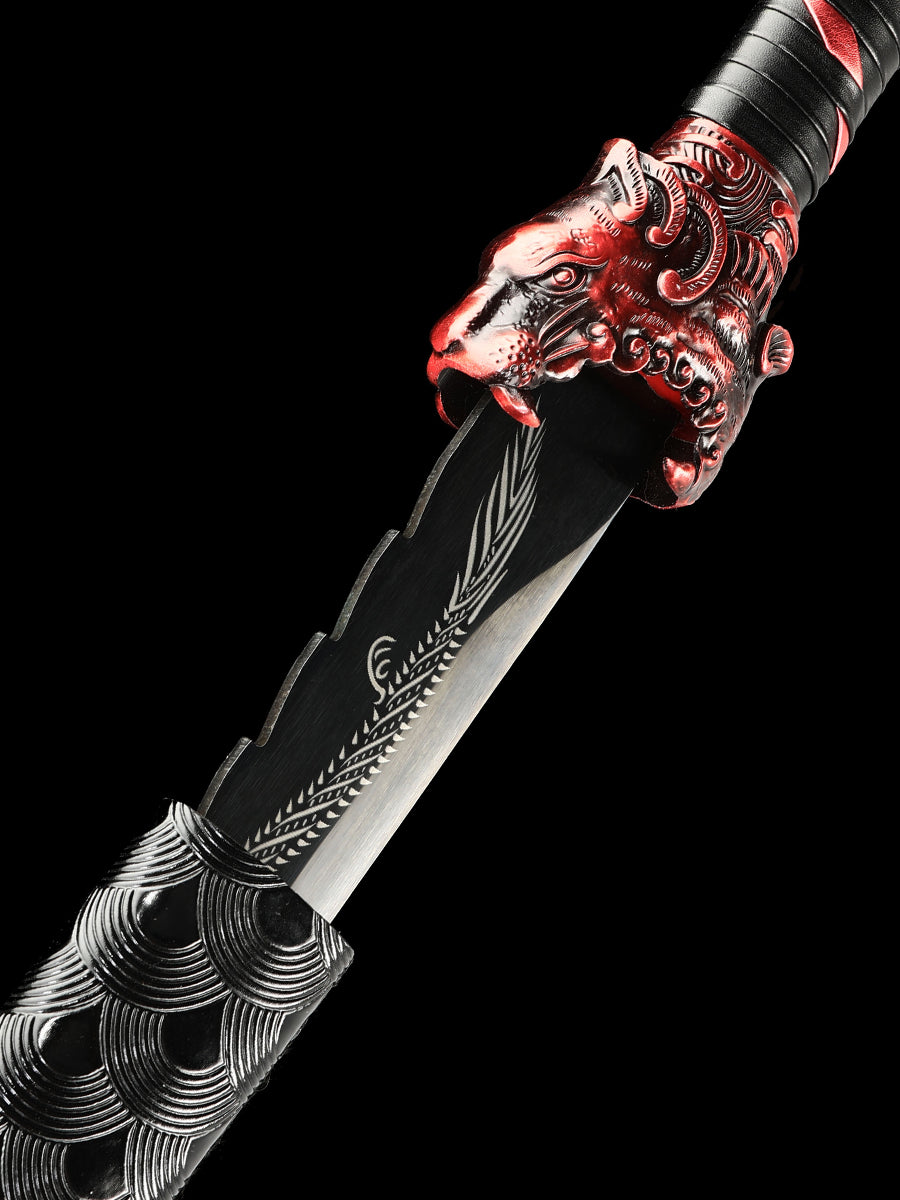 (138) Long knife made of 1095 steel in black