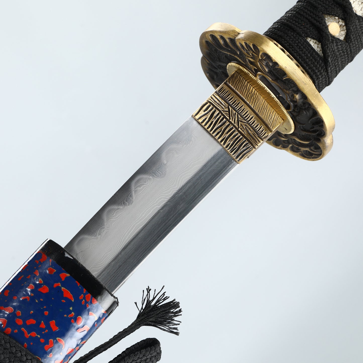 Advanced Samurai Handmade Katana Black T10 Steel Three Handcrafted Purple Sheath Full Tang