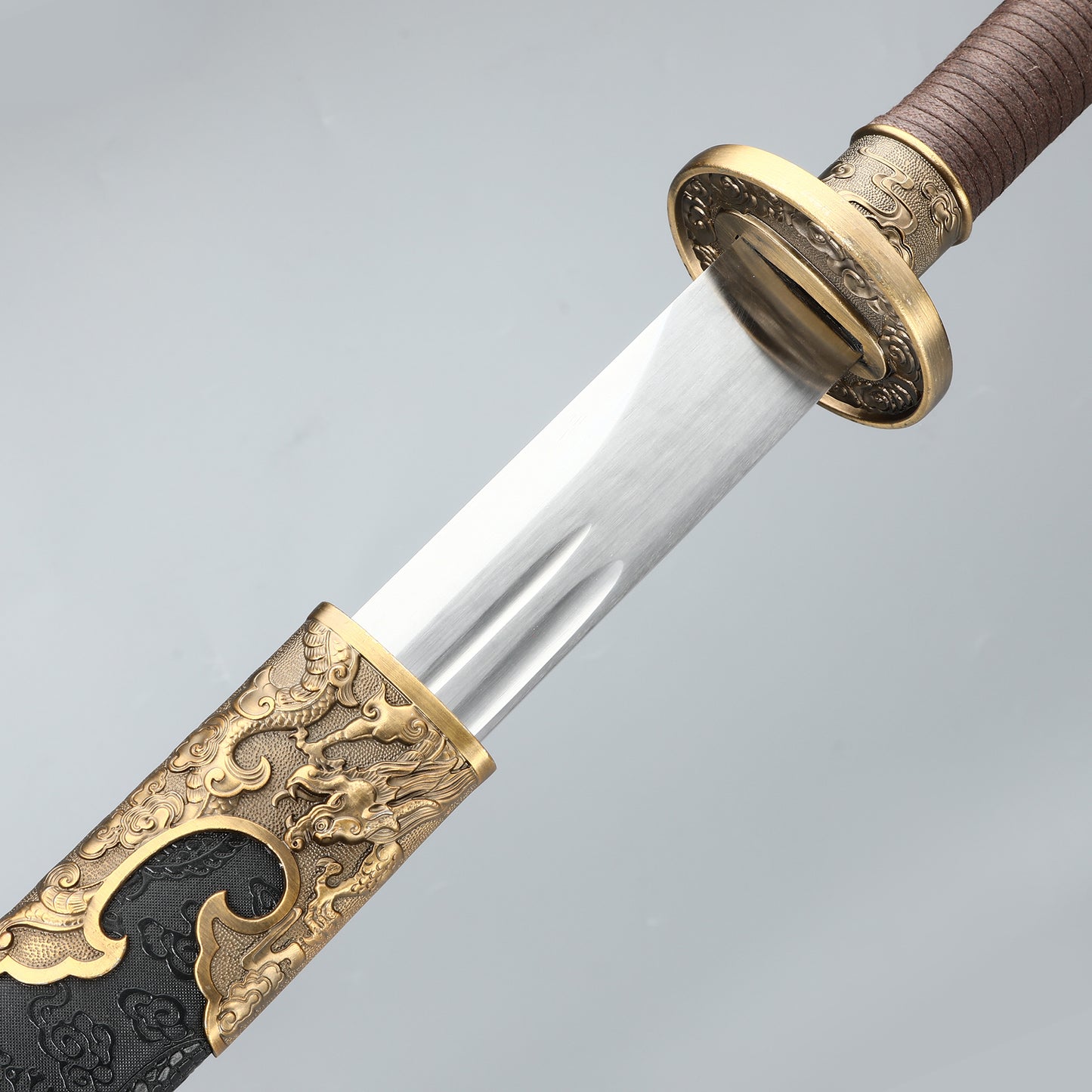High Carbon Steel Chinese Sword Tang Dynasty Dao Straight Blade Dragon Pattern Sheath(TD001)