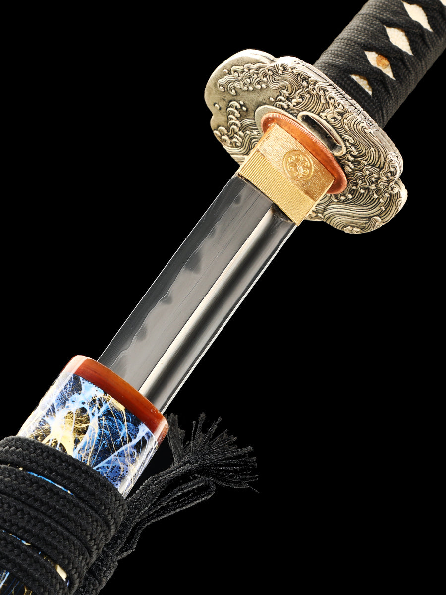Authentic Japanese knife made of T10 steel, with a blade made of clamped steel, hand forged and sharpened, high-end collectible(77)