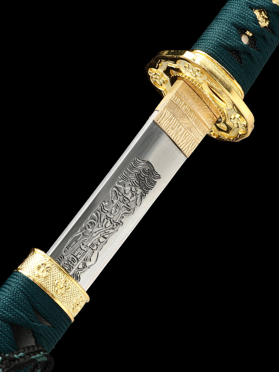 Japanese Samurai Sword Taidao 1095 steel hand carved blade