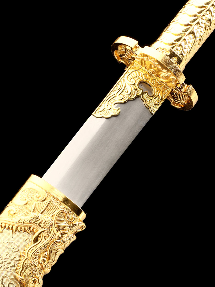 66Chinese Tang Knife Home Decoration Yellow Sheath Collection Gift