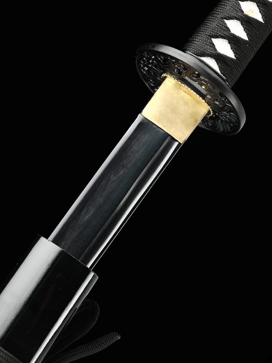 Japanese samurai sword handmade ninja knife 1060 steel blackened precious gift