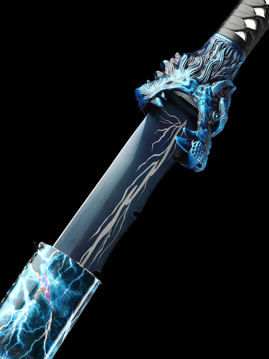 (143)(143) Long knife made of 1095 steel blue