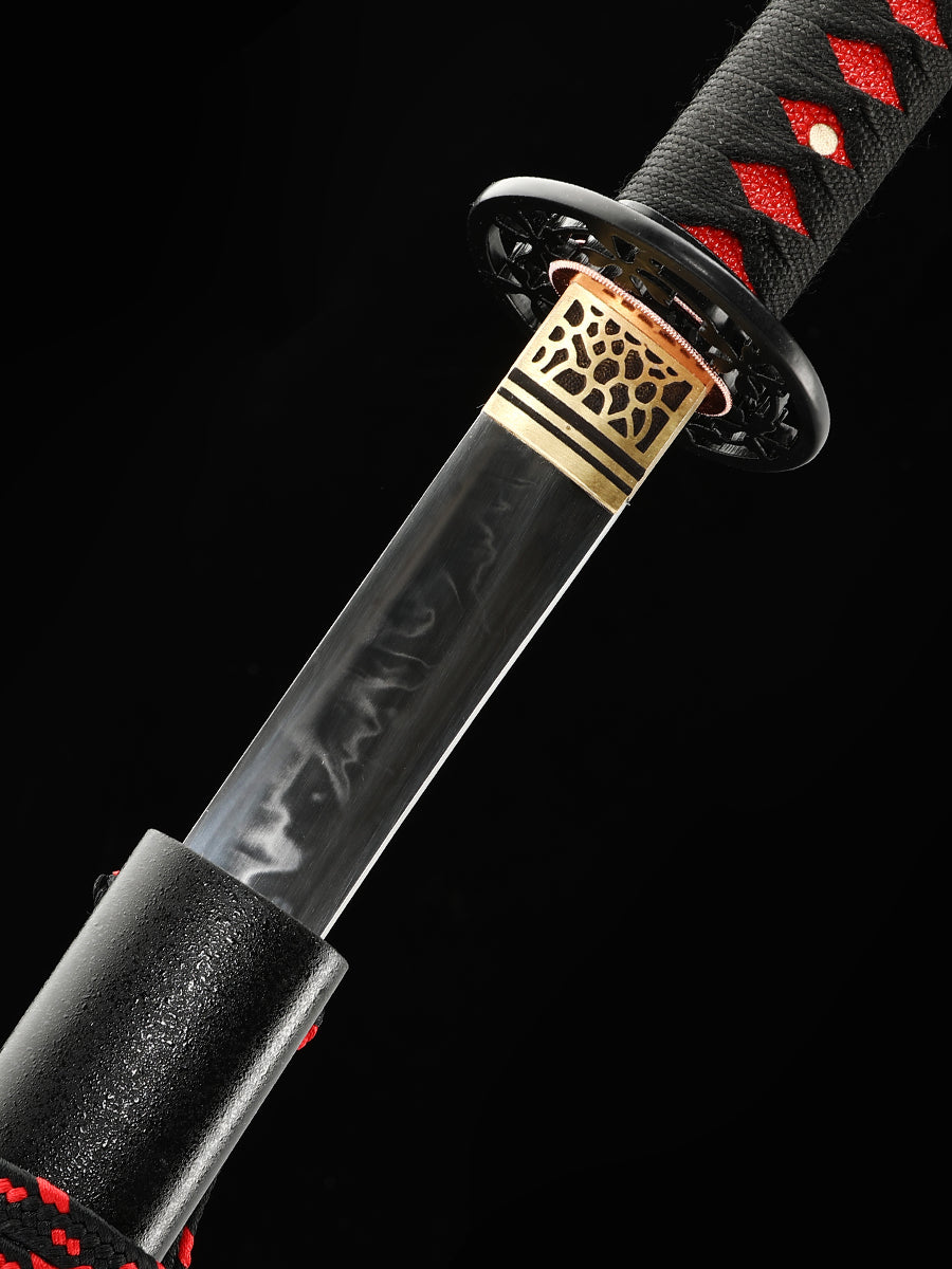 Handmade Japanese Katana Sword T10 Folded Clay Tempered Steel Real Hamon(22)