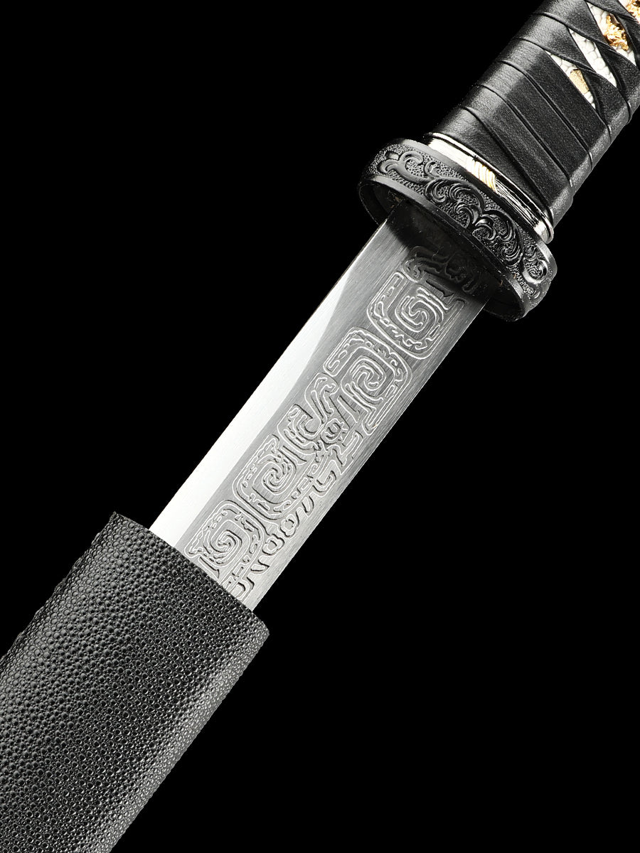 Japanese Ninja Straight Blade 1095 Steel Production Battle Preparation