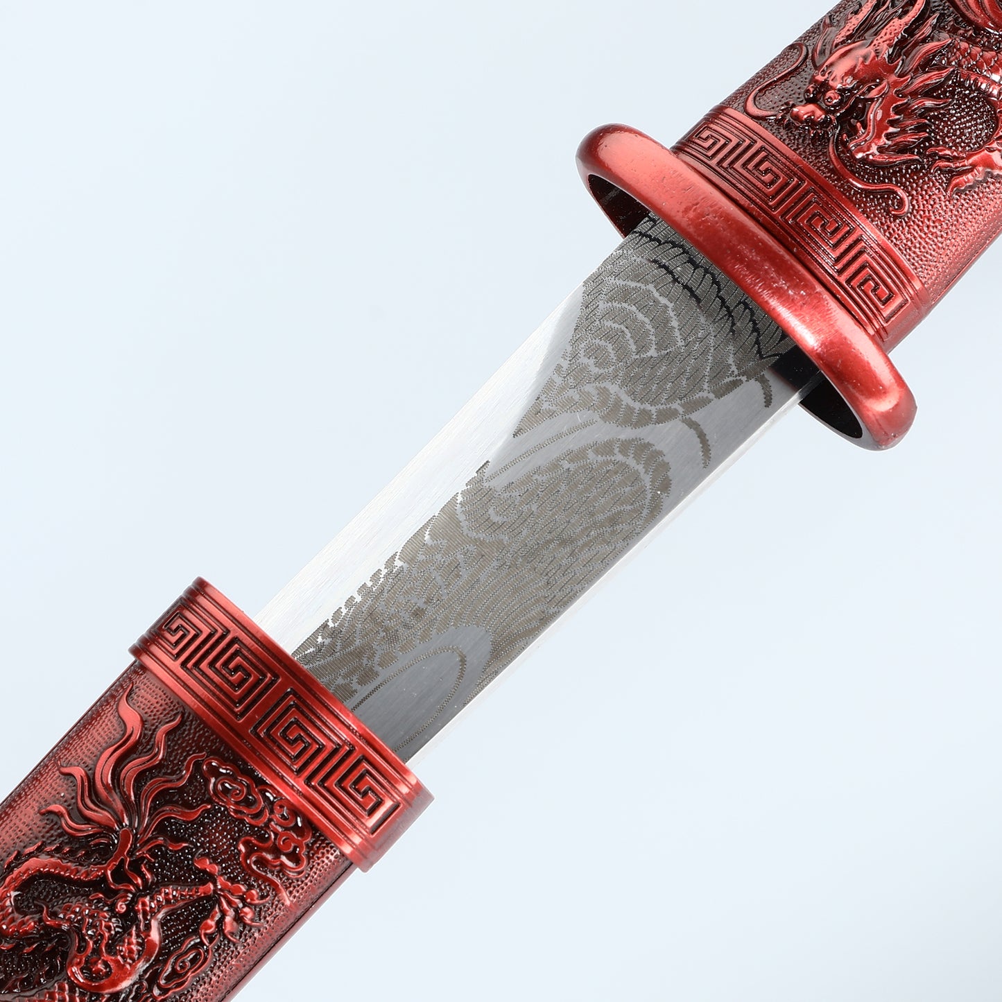 Decoration Collection Dragon and Phoenix Play Beads Short Knife Red Alloy Sheath High end Gift