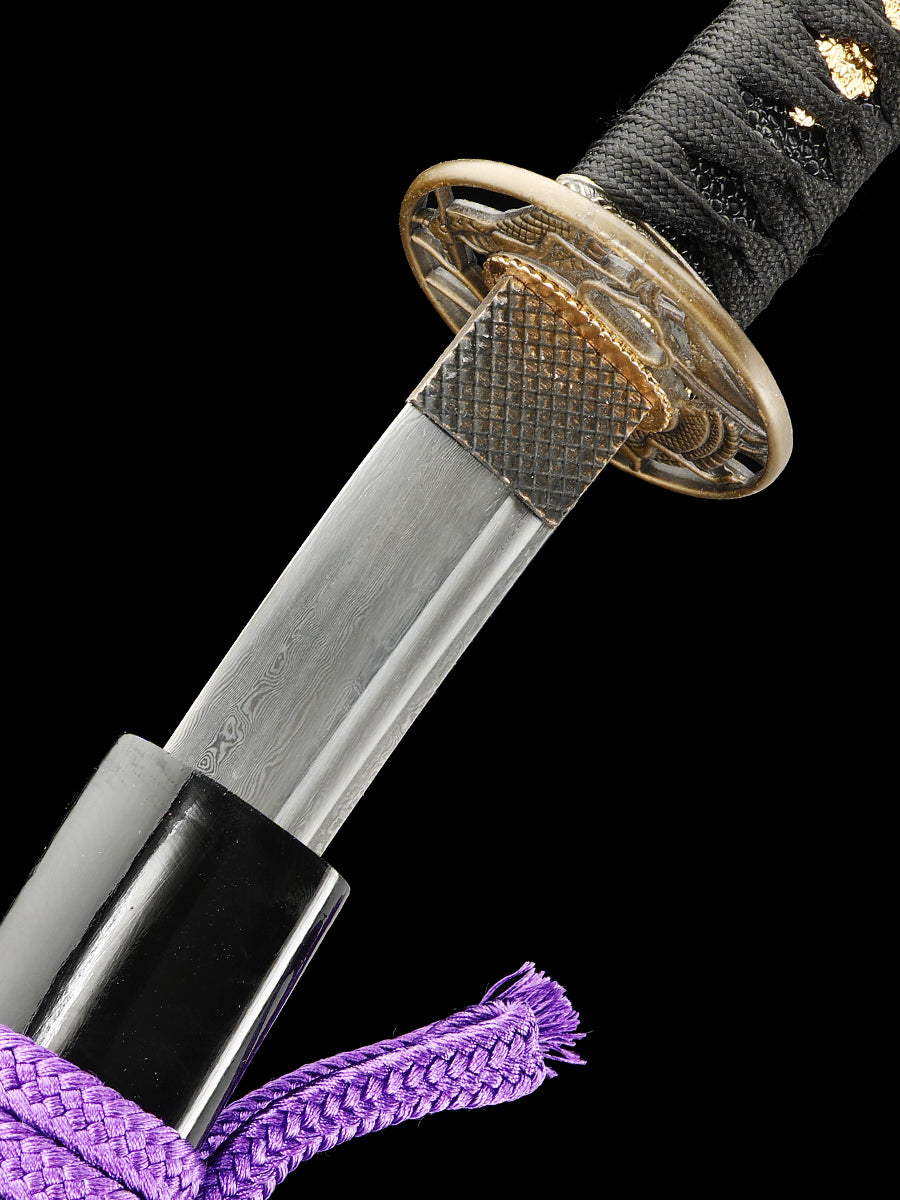 Japanese samurai short sword handmade Damascus steel collection decoration