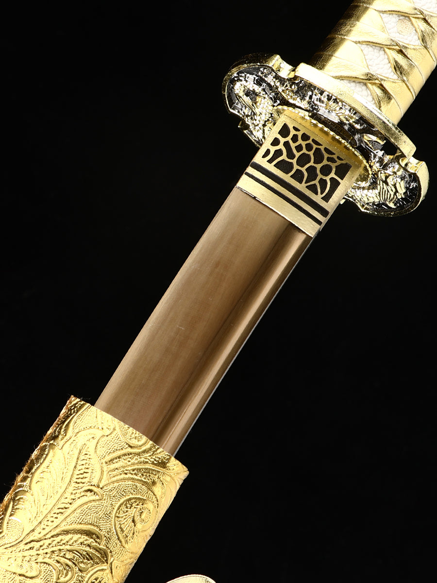 Handmade Japanese Sword With Golden Blade And Scabbard(97)