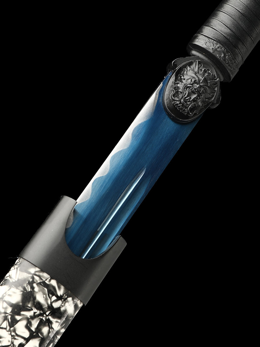 Long knife, large machete, 1060 steel, baked blue, collectible decorative knife