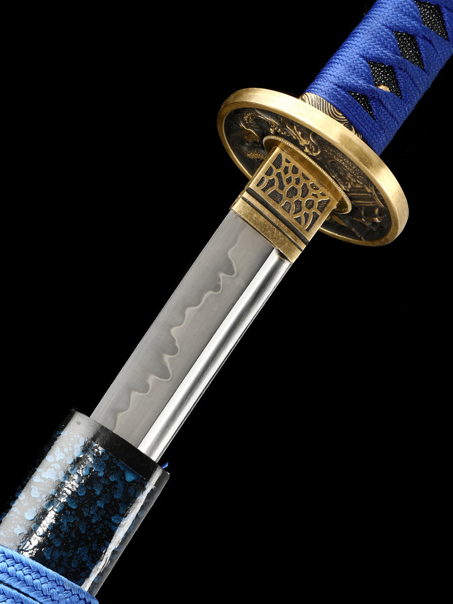 Home Decoration Samurai Sword Blue Sheath T10 Blade Handmade