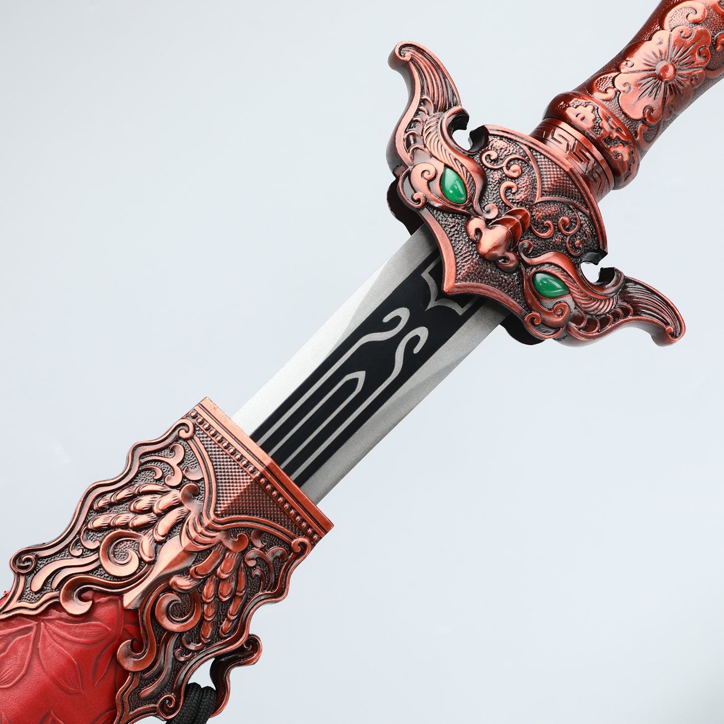 Handmade Chinese Double edged Sword 1095 Steel Red Sheath in Han Dynasty