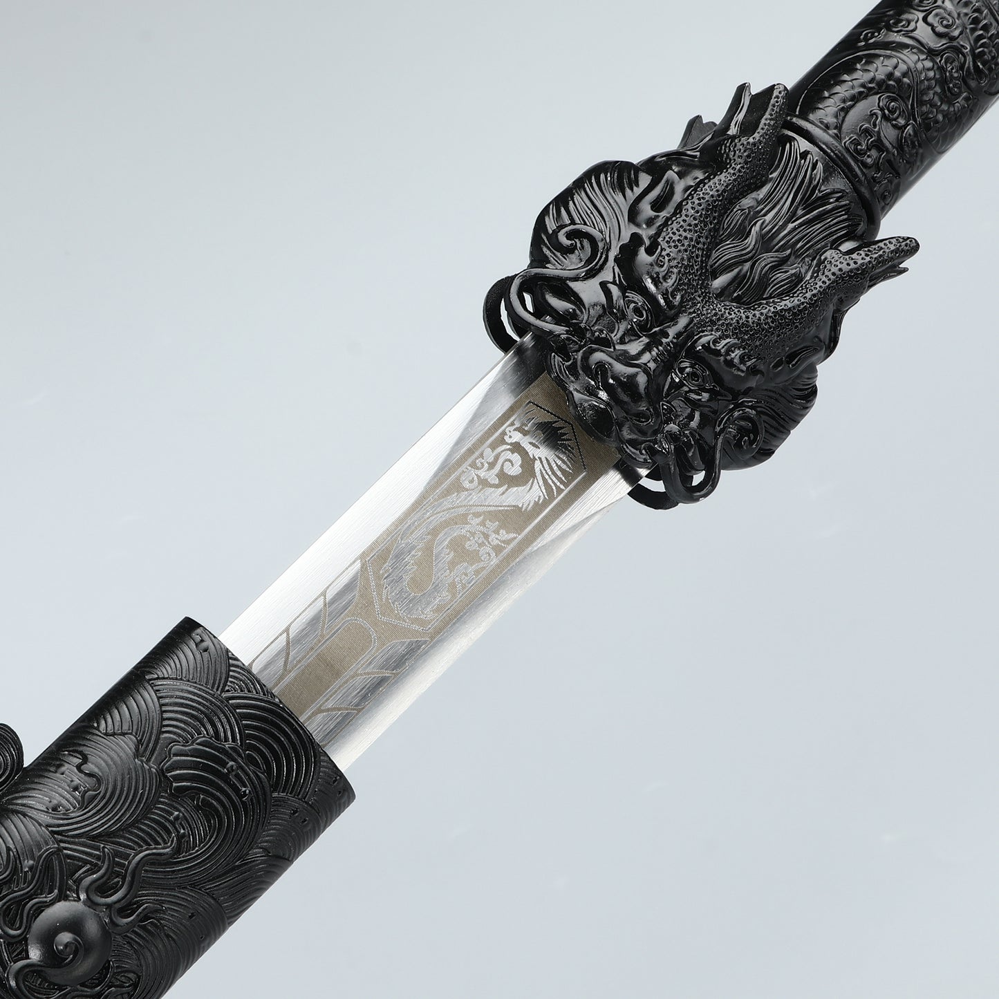 Handmade Chinese Black Dragon Theme Full Tang Han Dynasty Real Chinese Swords
