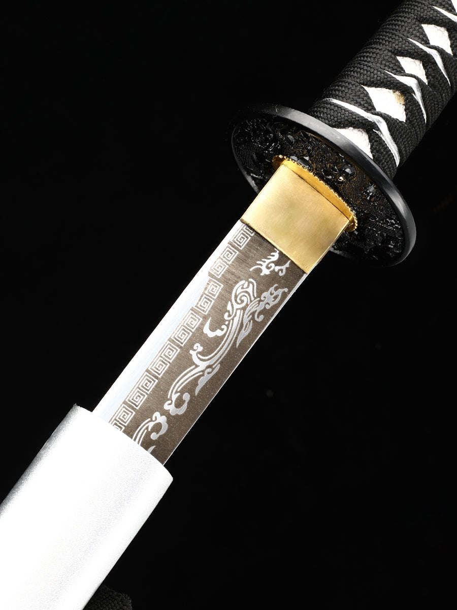 Handmade authentic Japanese samurai sword manganese steel white sheath(60)