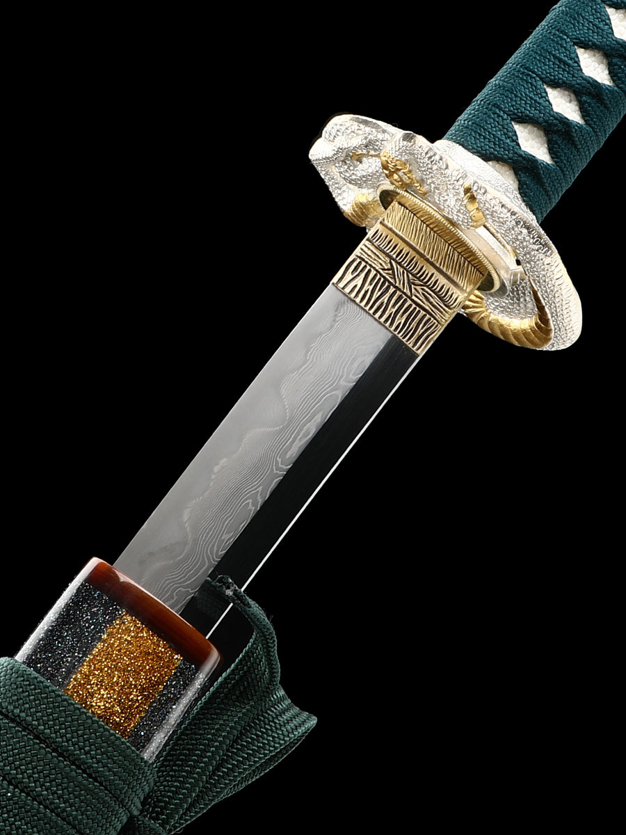 Japanese sword high-end samurai sword all copper snake sword Tan exquisite scabbard battle preparation