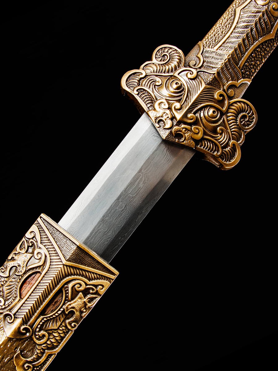 Sword Made in China Damascus Steel Forged Chicken Wings Wooden Sheath