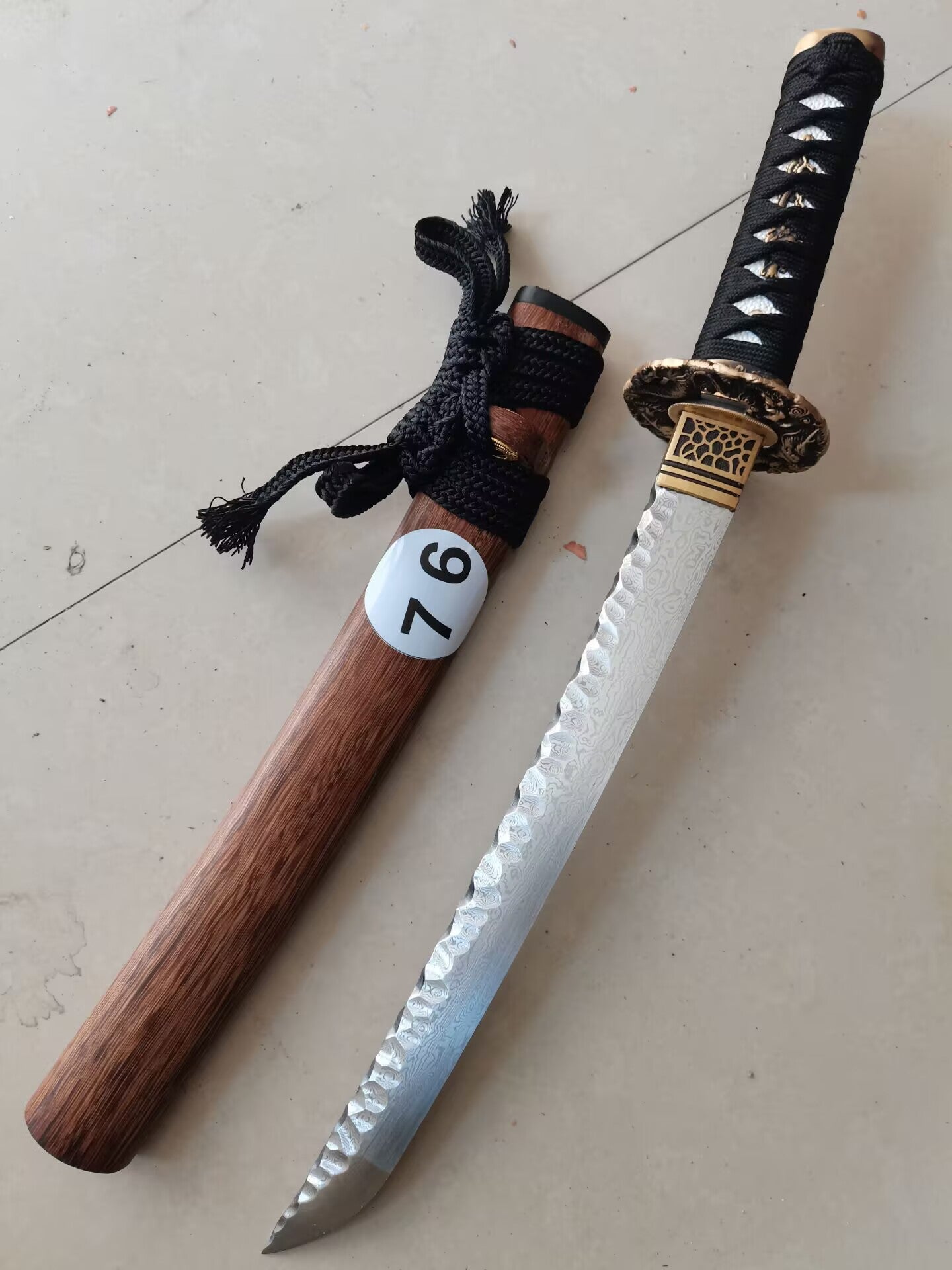 (76)Japanese  Advanced Samurai Handmade Katana Dama Steel Handmade Forging All Tang Dynasty