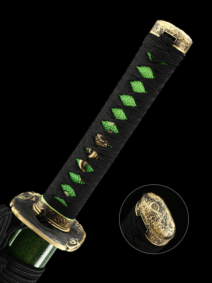 Advanced Japanese Samurai Handmade Katana Black Three Hand Forged Solid Wood Sheath Full Tang