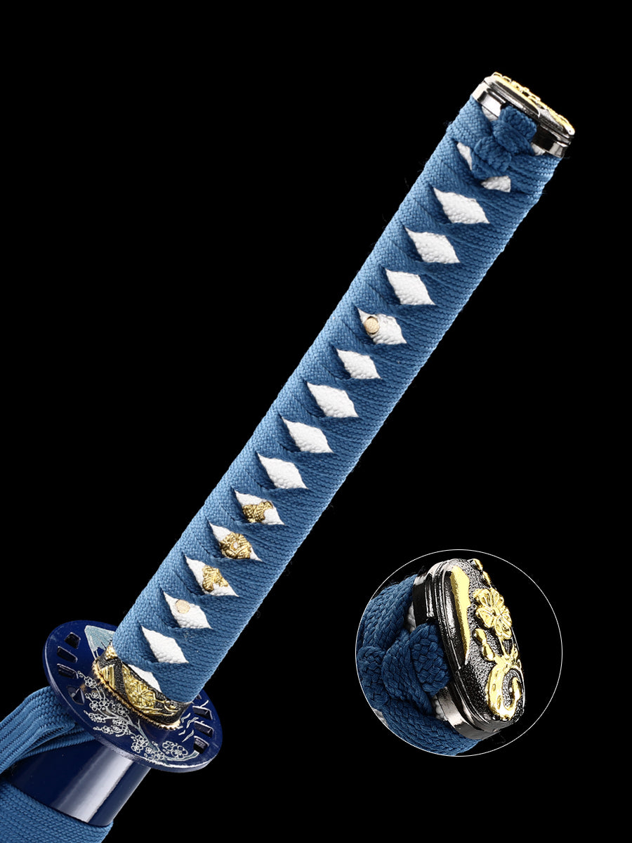 (63)Handmade Authentic Japanese Samurai Samurai Sword Carbon Steel Grilled Blue Knife Men's Boutique Gift Series