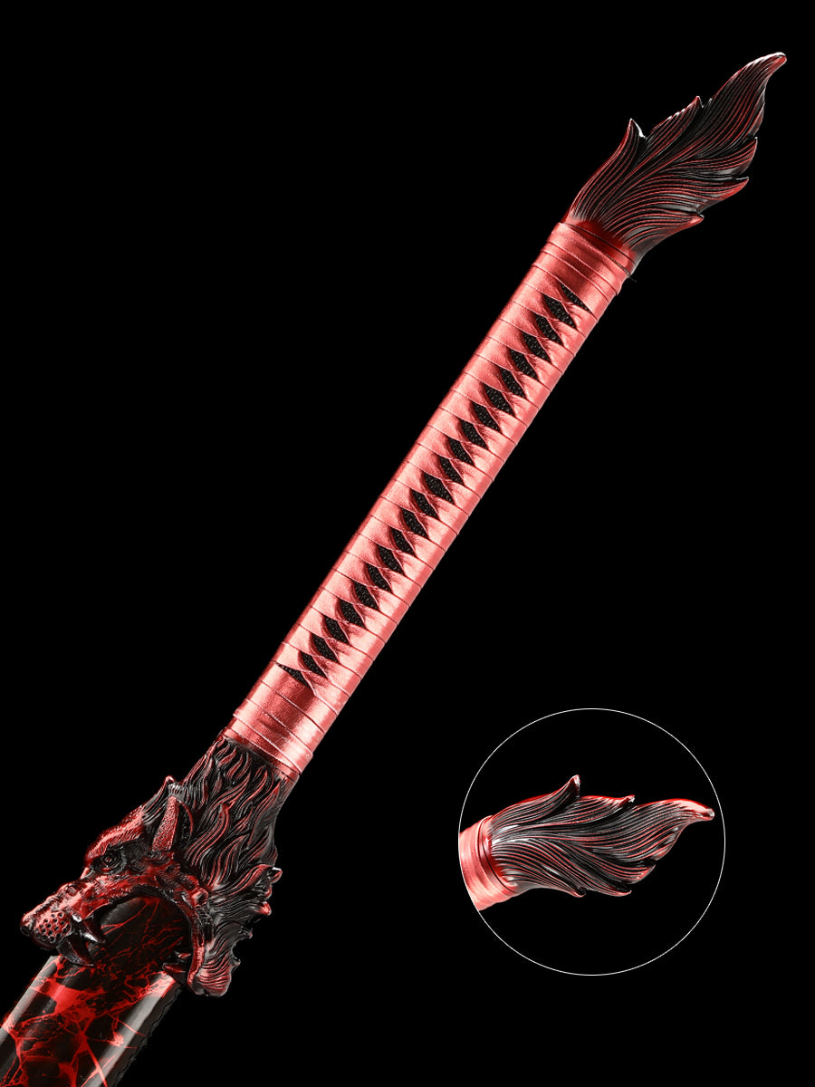 (144) Long knife made of 1095 steel in red