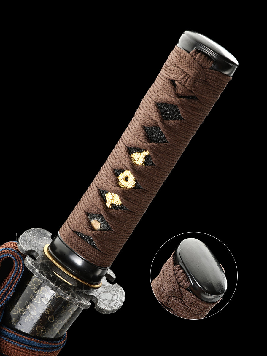 Japanese 20Inch 1095钢 Katana Samurai Sword Sharp Full Tang Blade baked black grinding pattern 