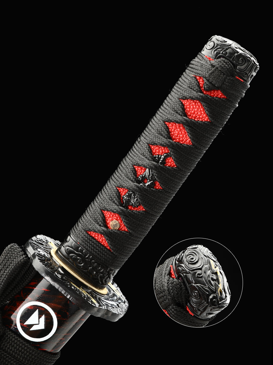 real Japanese Sword Handmade Short Katana forged fromT10 carbon steel Clay Tempered Full Tang Samurai Sword Razor Sharp
