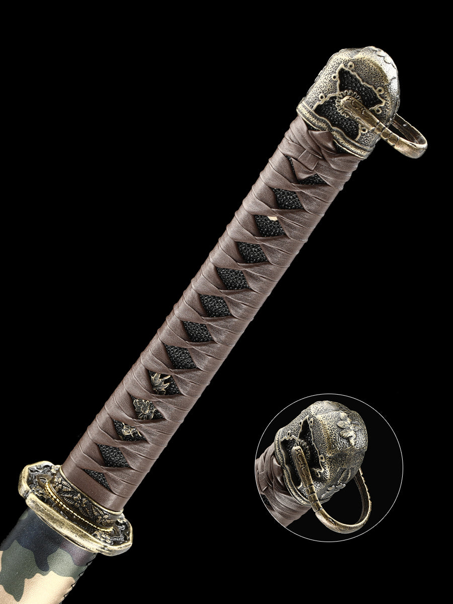 Handmade Japanese samurai sword Tai Dao 1095 steel made camouflage sheath