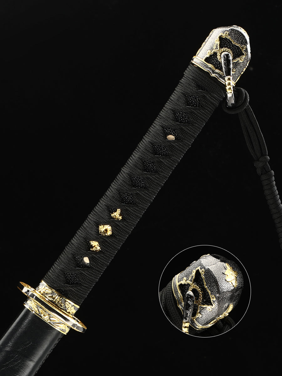 Japanese samurai sword Tai Dao T10 steel made black sheath