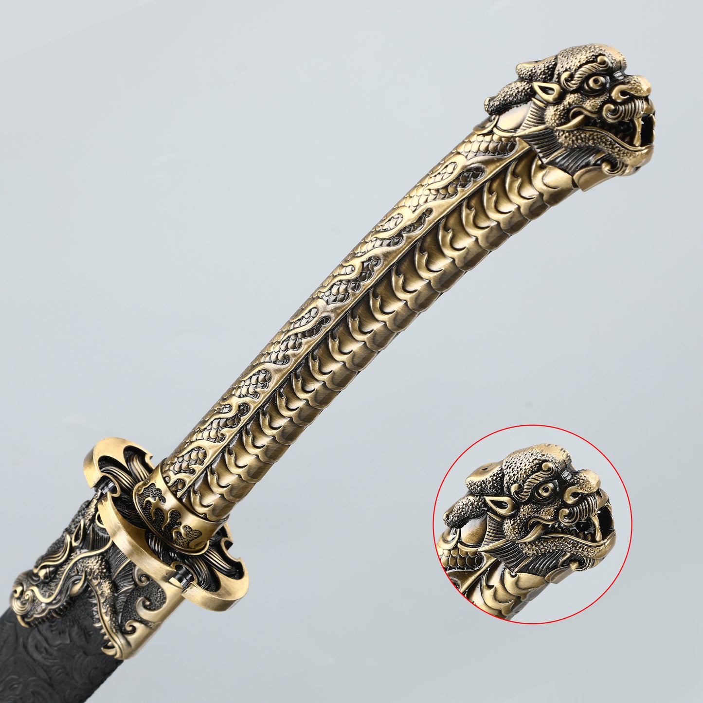 Chinese straight knife Tang knife film and television knife decoration knife 1095 steel manufacturing dragon pattern scabbard