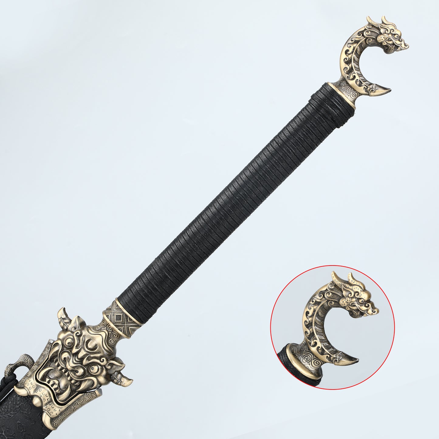 Chinese Sword Tang Dynasty Dao Carbon Steel Straight Blade Sharp Katana Dragon Pattern Sheath(TD002)
