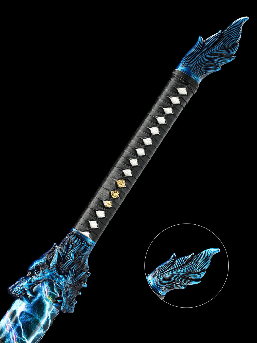 (143)(143) Long knife made of 1095 steel blue