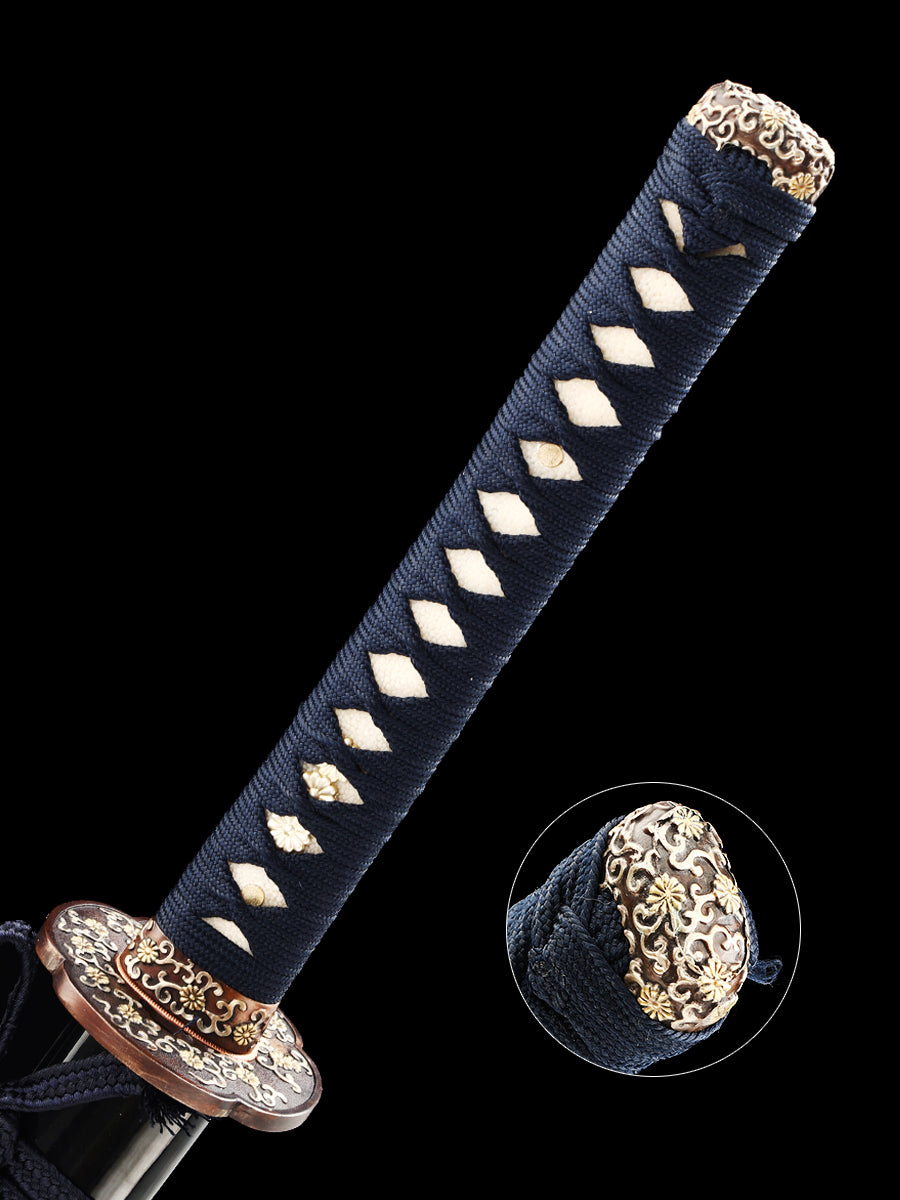 Japanese samurai sword hand forged T10 steel made flower knife Tan battle preparation(78