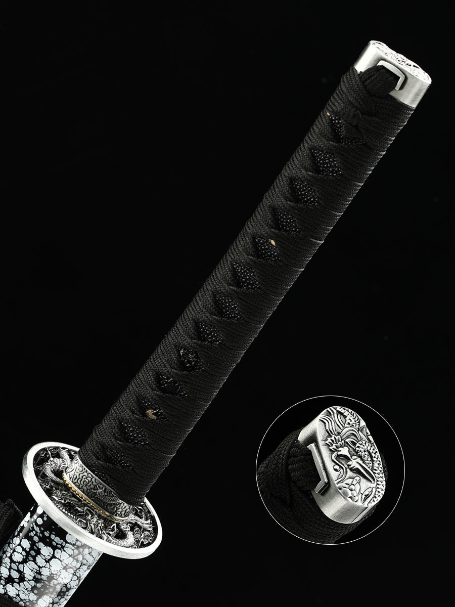 (36)Handmade authentic Japanese Samurai sword 1060 steel baked black