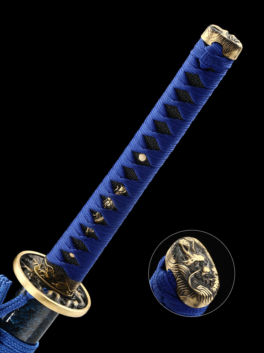 Home Decoration Samurai Sword Blue Sheath T10 Blade Handmade