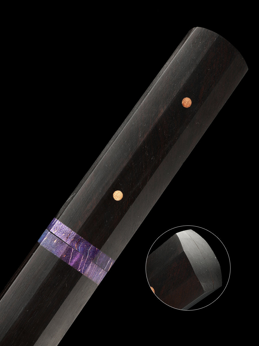 20Inch Real Japanese Sword Damascus Steel Katana Samurai Sharp Full Tang Ebony scabbard