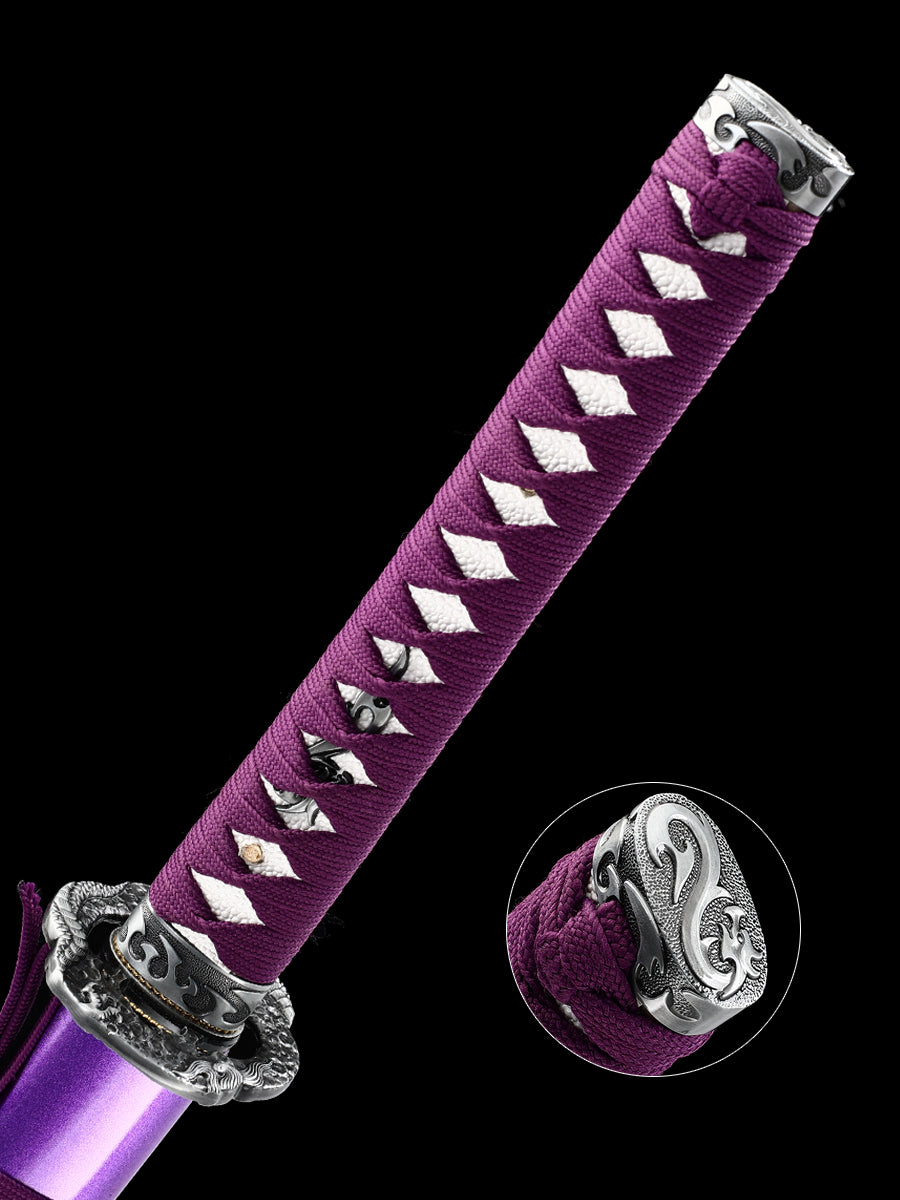Clay tempered carbon steel Hademade Hot tempered all hand hand forged Japanese Samurai sword genuine, sword real weapons, full Tang, functional, practical sharp(4)