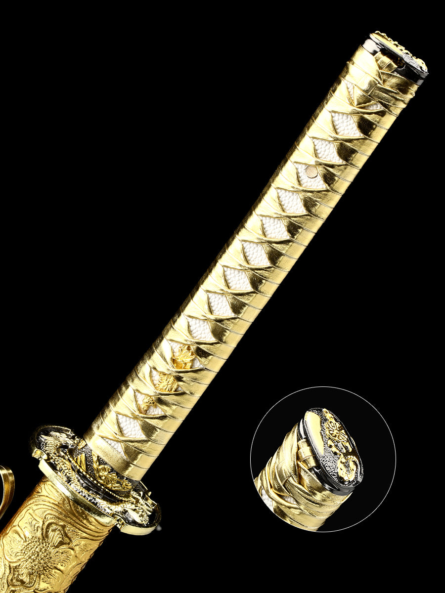 Handmade Japanese Sword With Golden Blade And Scabbard(97)