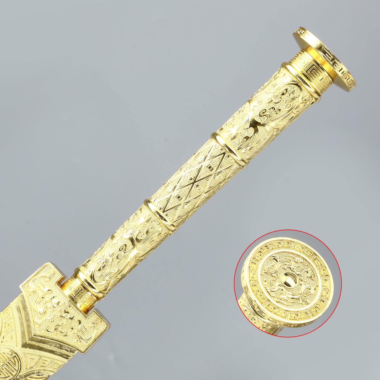 Chinese handmade straight double-edged sword 1095 high manganese steel gold sheath
