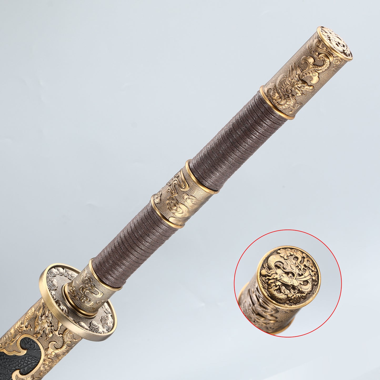 High Carbon Steel Chinese Sword Tang Dynasty Dao Straight Blade Dragon Pattern Sheath(TD001)
