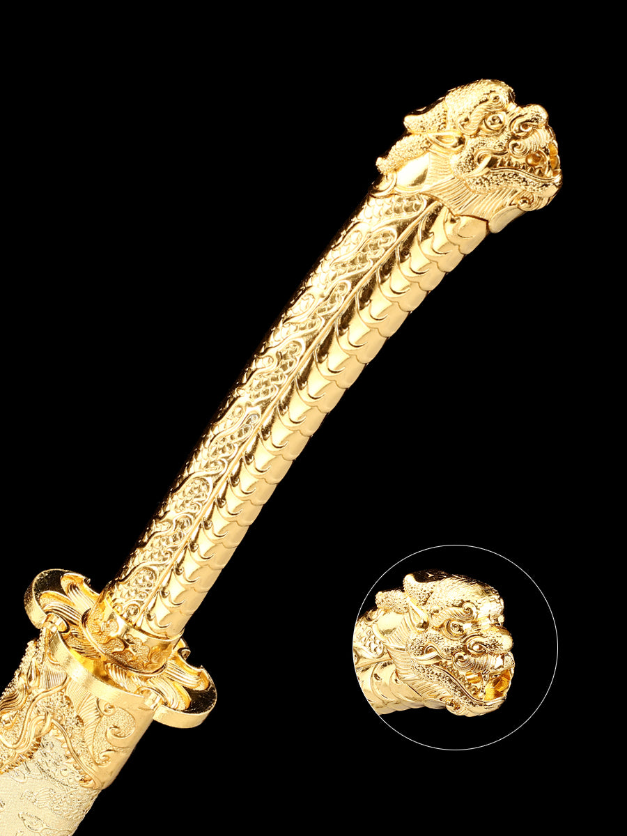 66Chinese Tang Knife Home Decoration Yellow Sheath Collection Gift