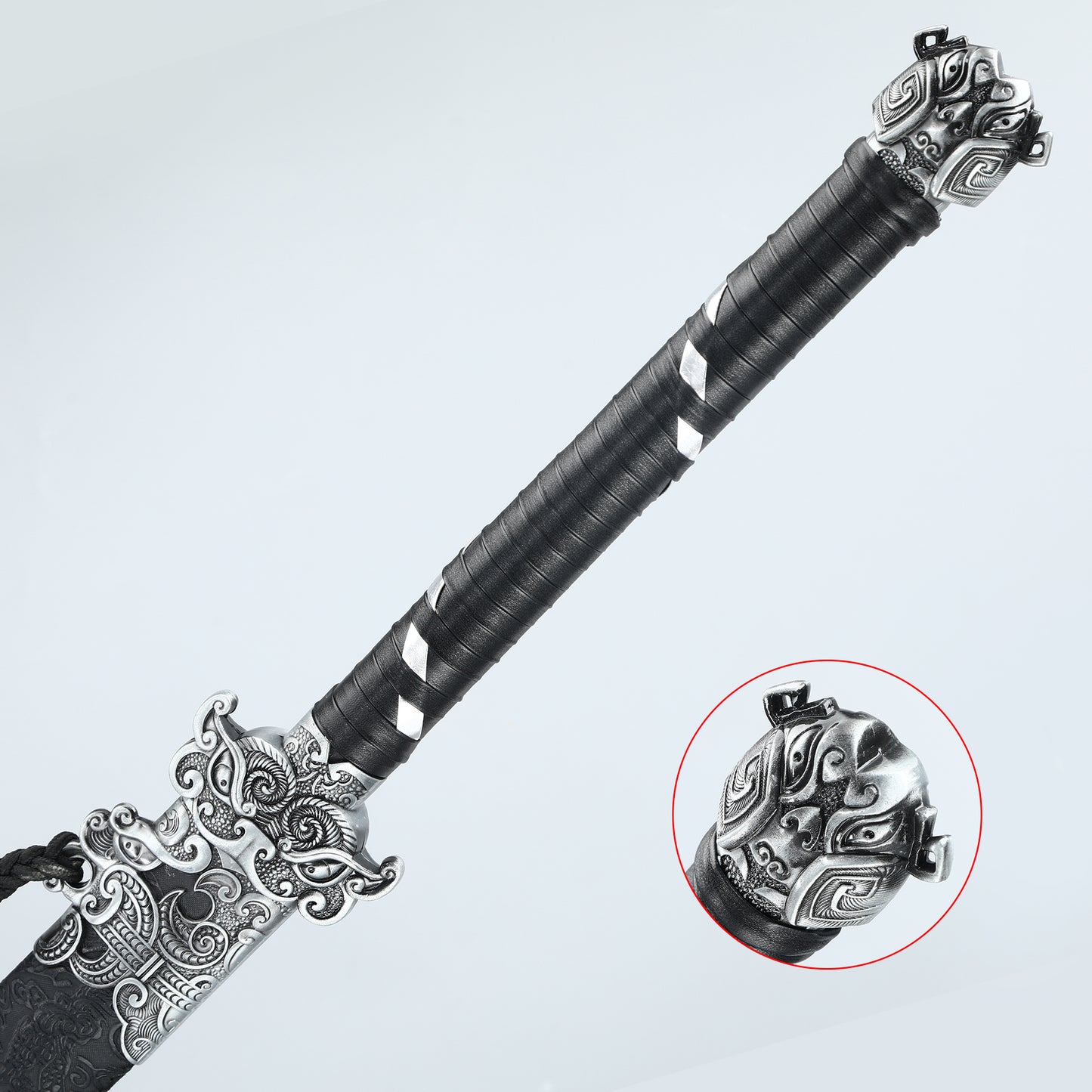Tang Dynasty Sword Chinese Blade High Carbon Steel Black Dragon Pattern Sheath