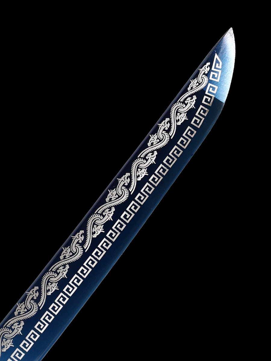 (58)Handmade authentic1060 steel baked blue with purple sheath Japanese Samurai Sword