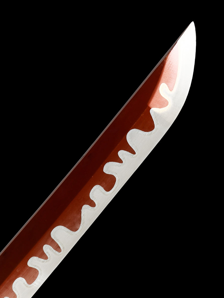 Home Decoration Samurai Sword Dark Red Sheath T10 Blade Handmade