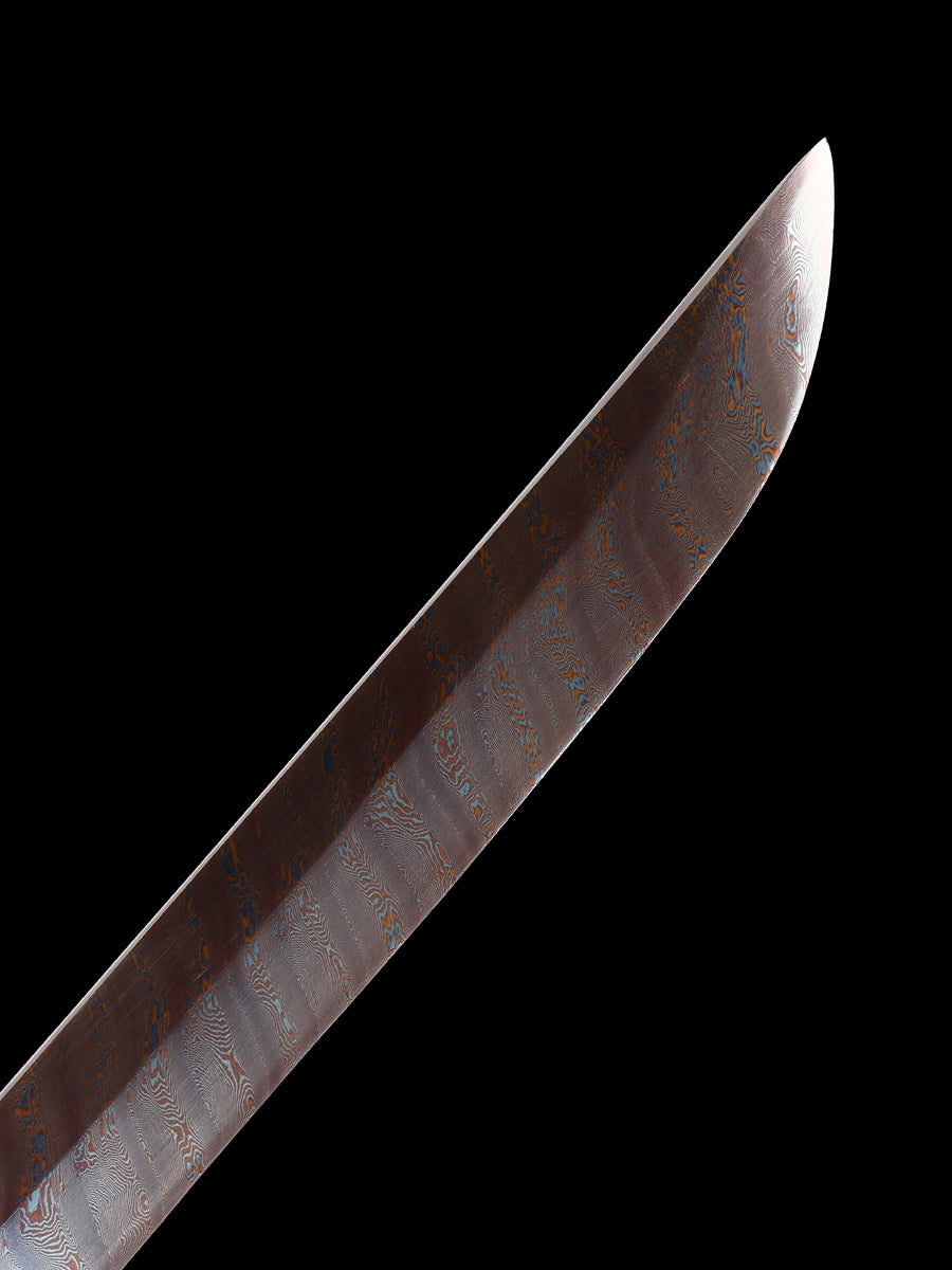 Aut Japanese knife made of Damascus steel with twisted patterns, hand forged and sharpened(79)