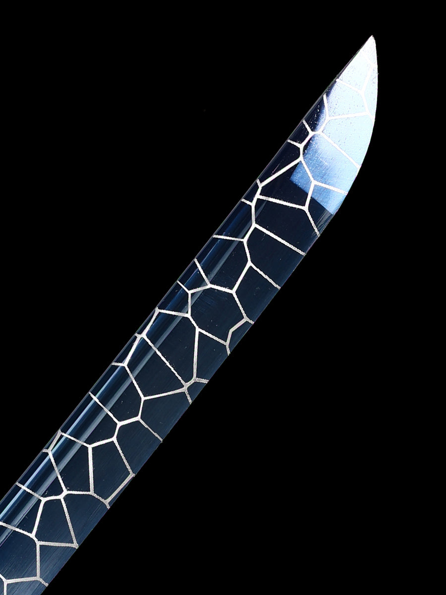 Handmade authentic Japanese Samurai Sword 1060 steel baked blue with purple sheath(28)