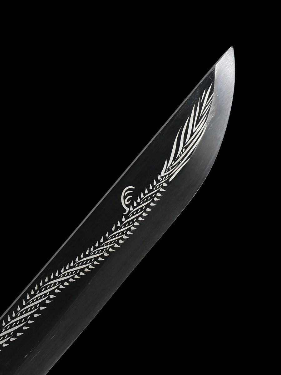 (144) Long knife made of 1095 steel in red