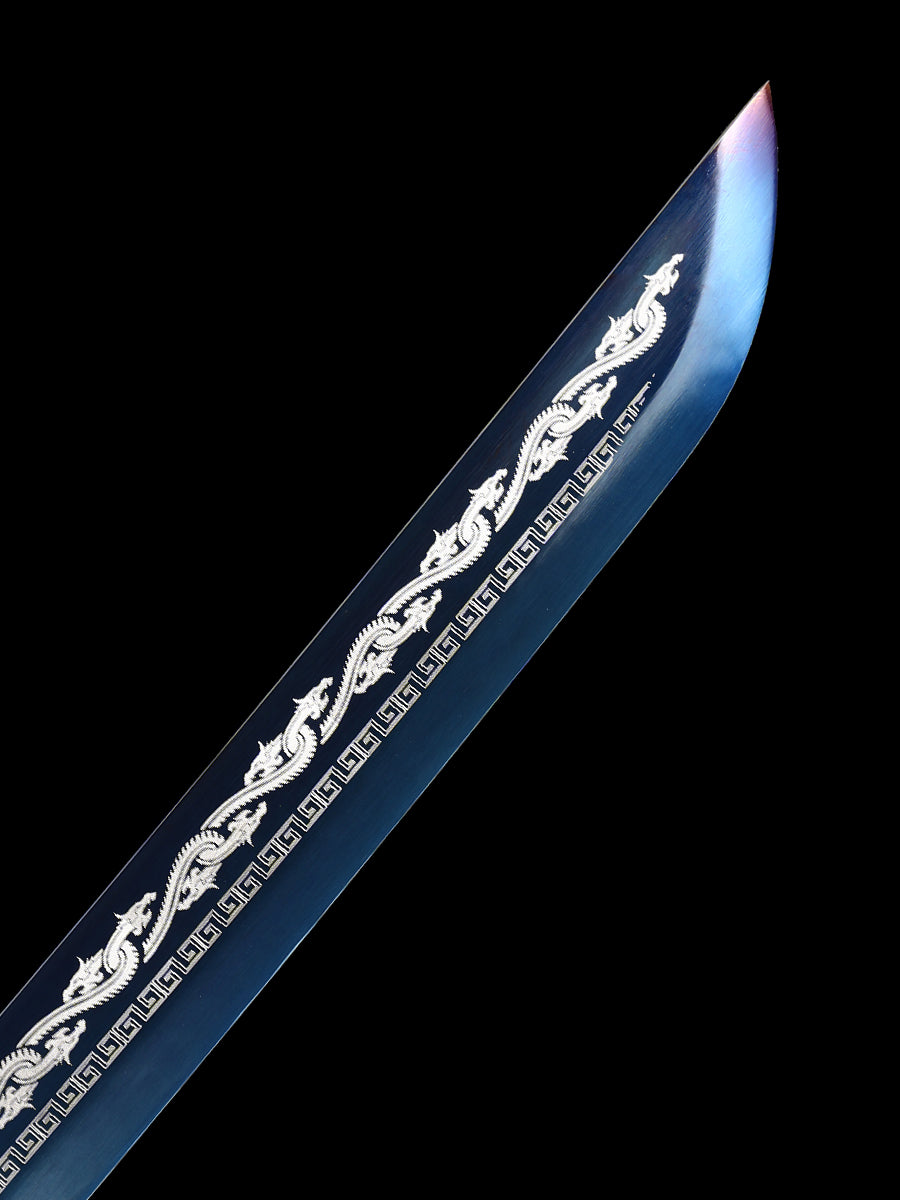 Dragon alloy handle, long knife, machete, 1095 steel, handmade, collectible, decorative knife