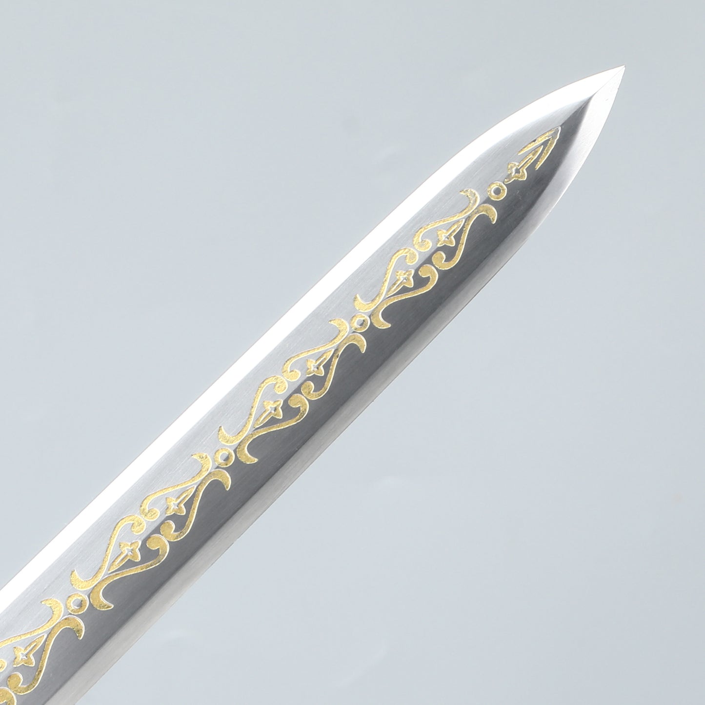 Chinese handmade straight double-edged sword 1095 high manganese steel gold sheath